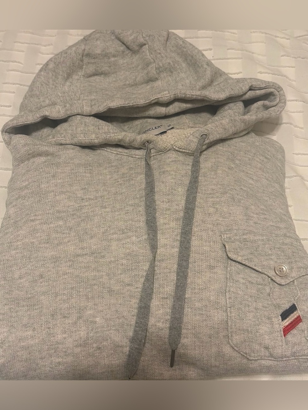 Moncler Light Gray Hooded Pullover with Chest Pocket - Picture 11 of 11